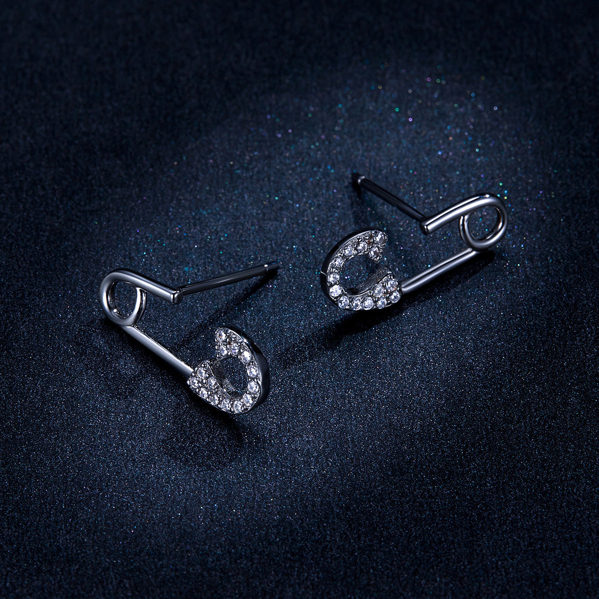925 Sterling Silver Earrings for Women - 1.7x0.6cm, Platinum Plated with Pavé Setting CZ