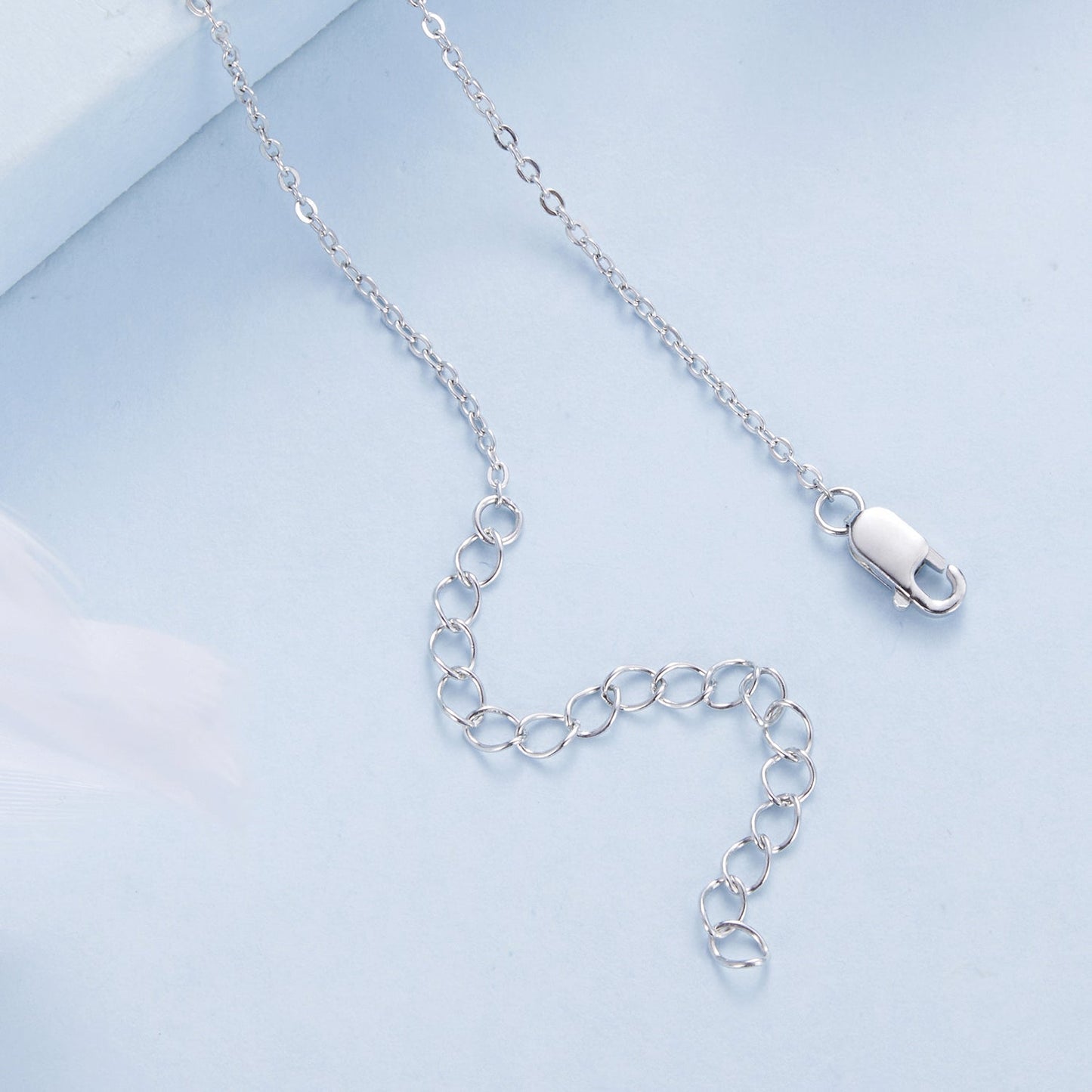 925 Sterling Silver Plated Platinum Pendant Necklace with Enamel and CZ for Women