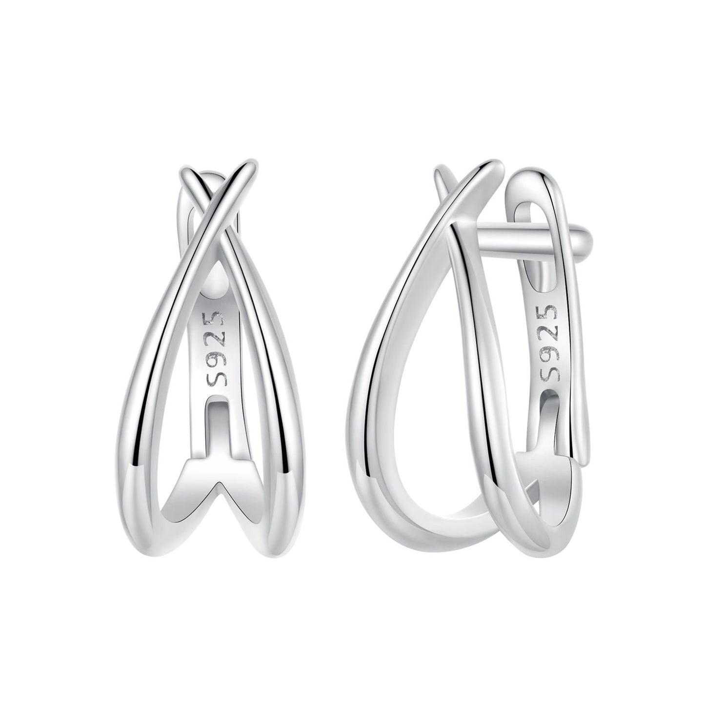 925 Sterling Silver Earrings 1.2x0.6cm with White Gold Plating for Women