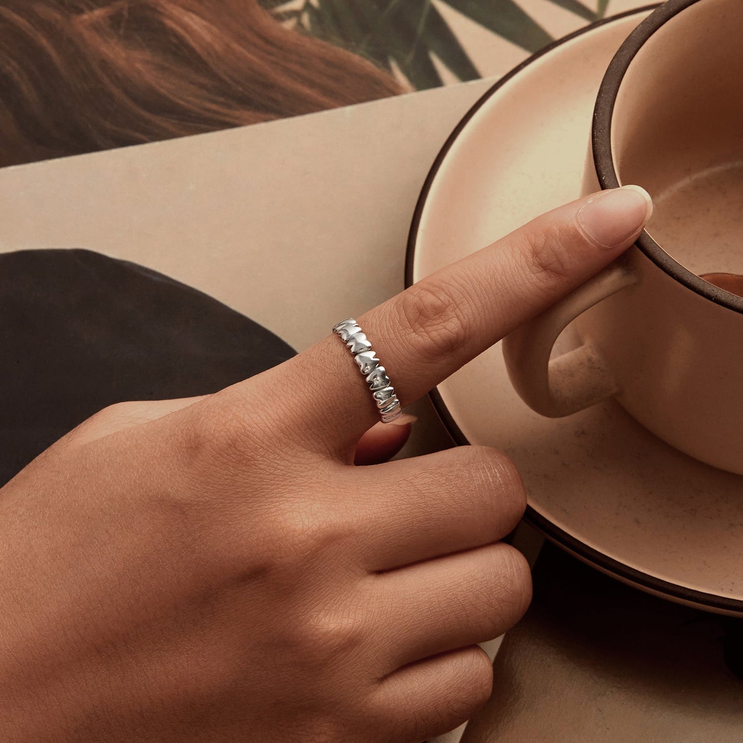 925 Sterling Silver Oxidized Silver Ring Women 0.42cm Width