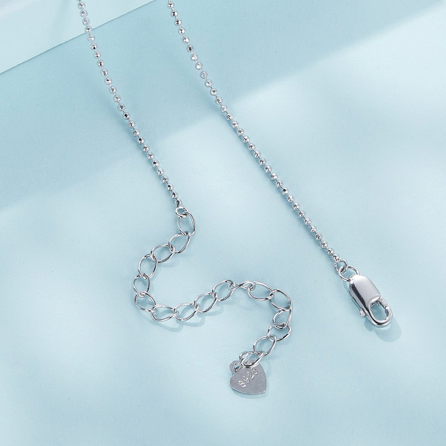 925 Sterling Silver Plated Platinum Necklace 400+50mm for Women