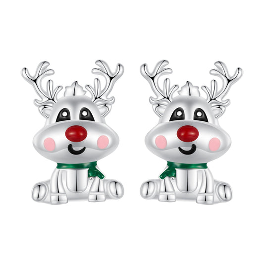 925 Sterling Silver Enamel Earrings 12x9mm