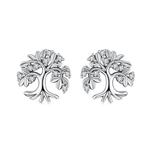 925 Sterling Silver Earrings with Pave Setting CZ - Oxidized Finish - 0.9cm