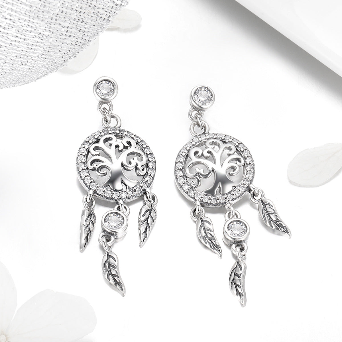 925 Sterling Silver Oxidized Pavé Setting CZ Earrings
