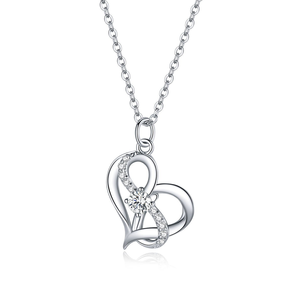 925 Sterling Silver Adjustable CZ Pendant Necklace