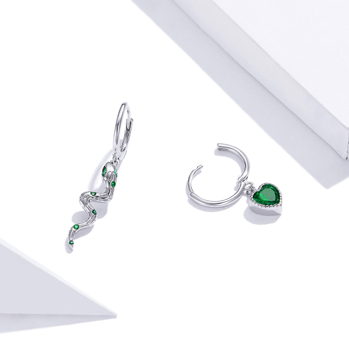 925 Sterling Silver Earrings with Pavé Setting CZ and Plated Platinum