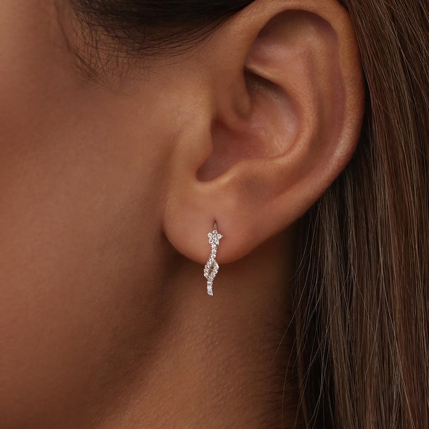 925 Sterling Silver Plated White Gold Earrings with CZ for Women