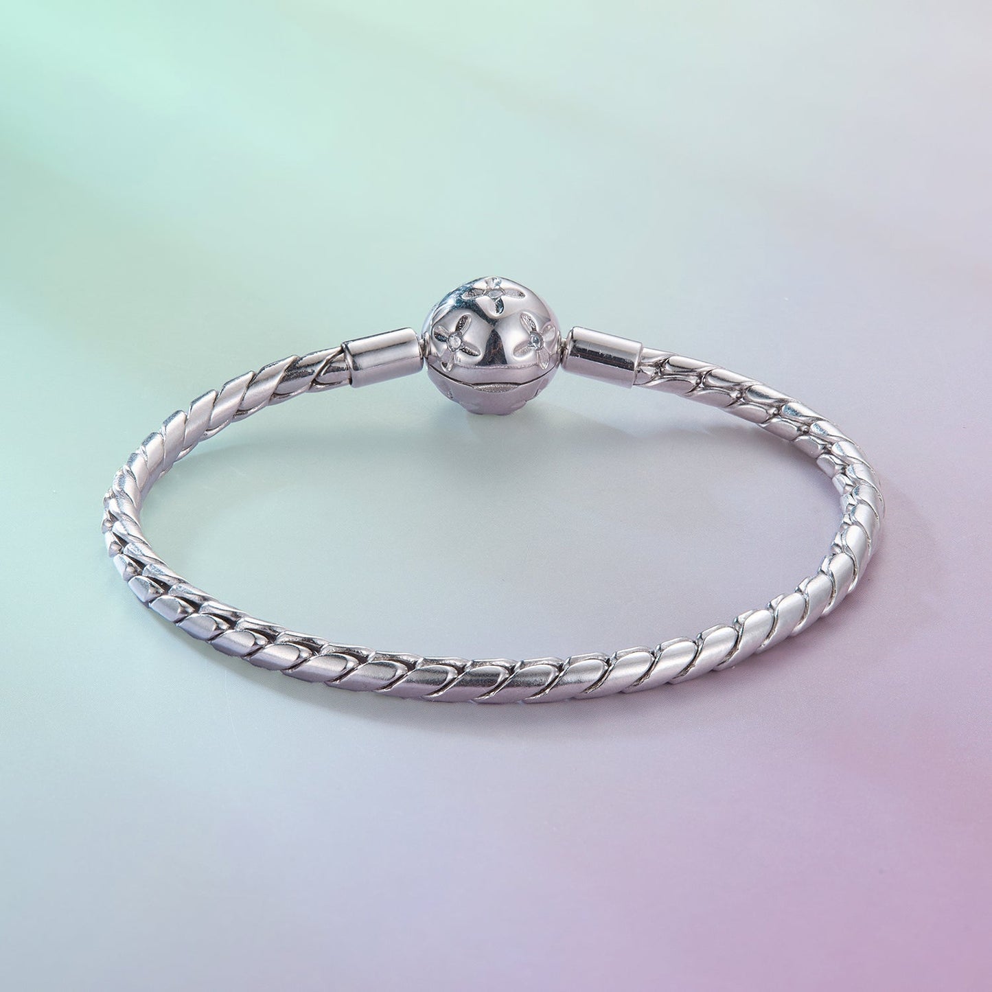 925 Sterling Silver White Gold Plated Bracelet with CZ Pendant for Women