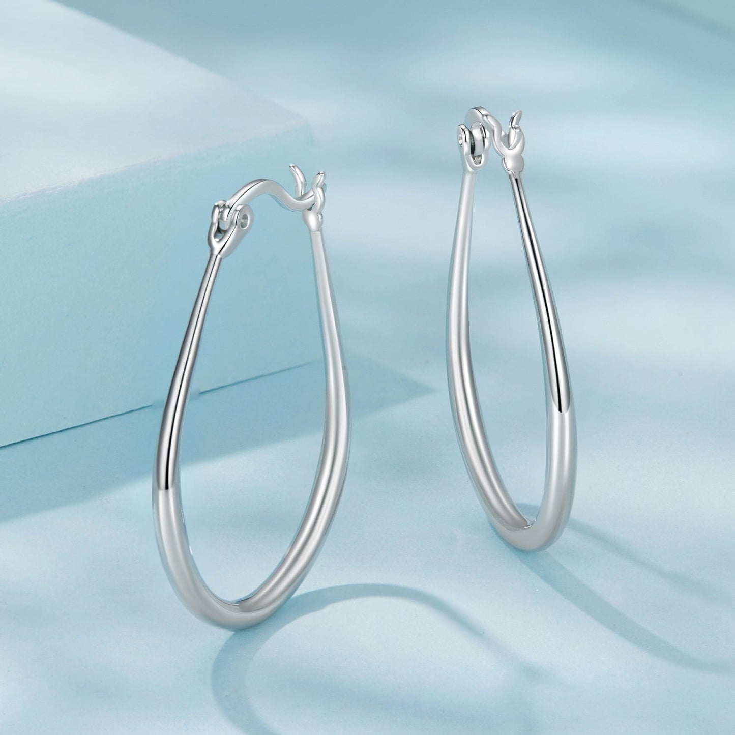 925 Sterling Silver Earrings for Women - 2.9x0.2cm, Plated White Gold, Style L