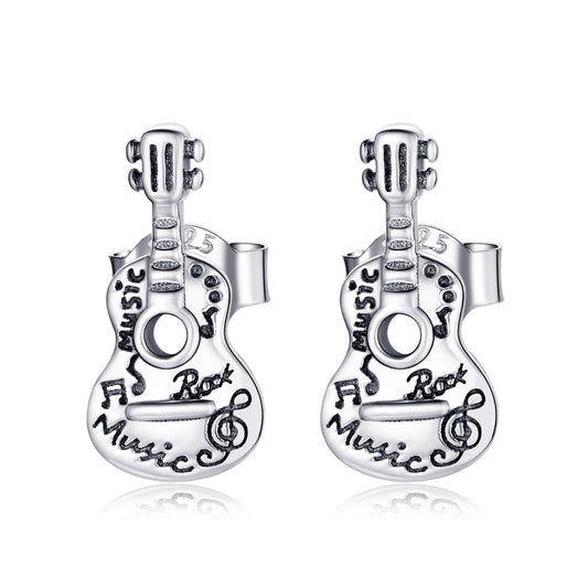 925 Sterling Silver & Oxidized Silver Earrings for Women - 1.3*0.6cm