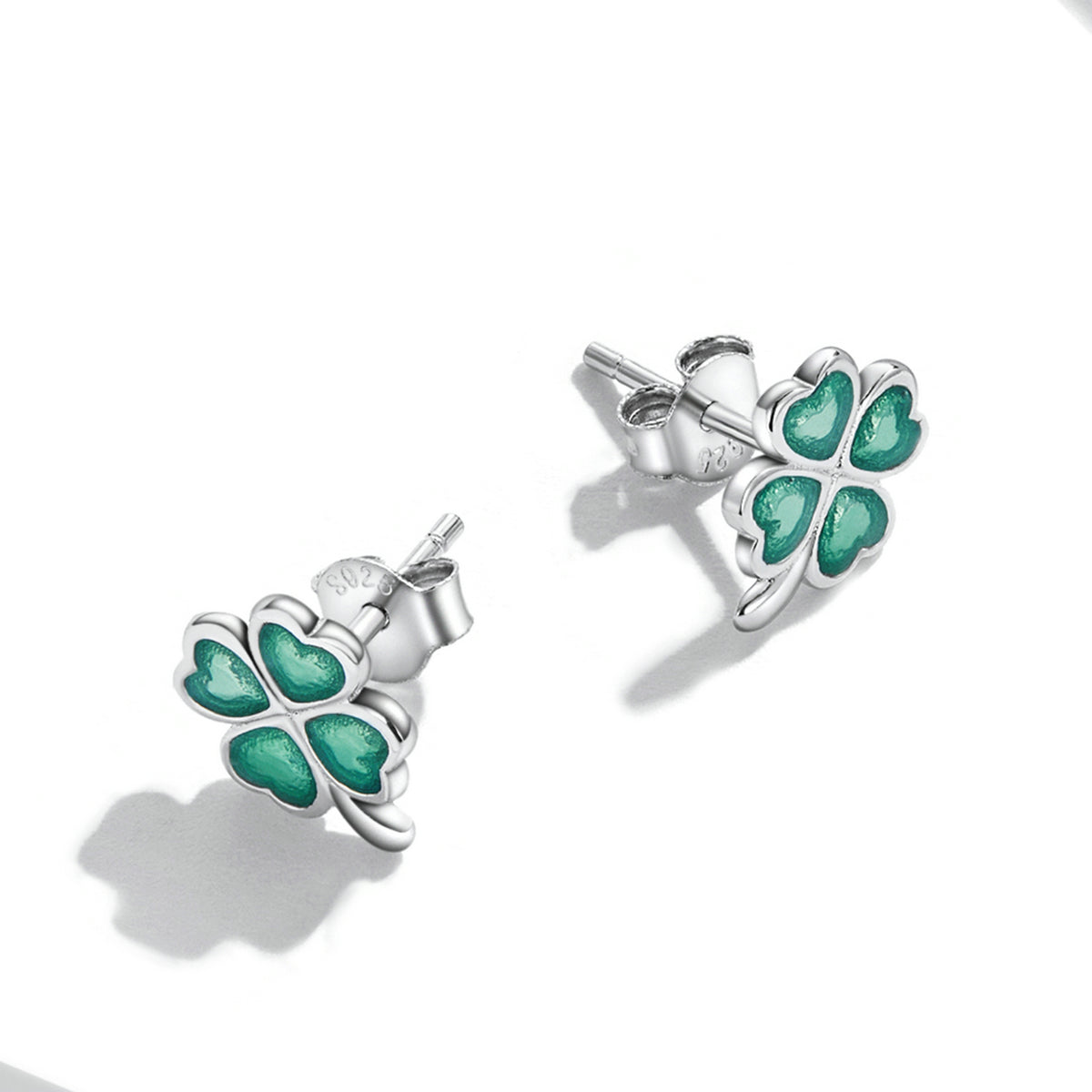 925 Sterling Silver Enamel Plated Platinum Earrings for Women