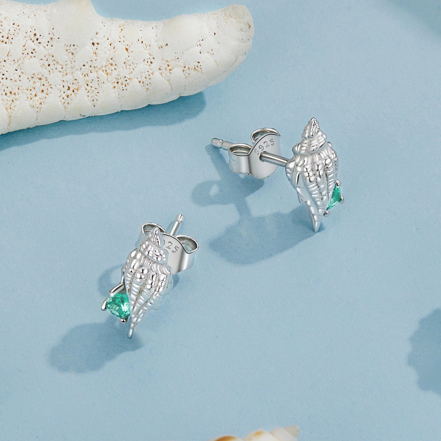 925 Sterling Silver Earrings with Transparent Glass, 5x12mm for Women