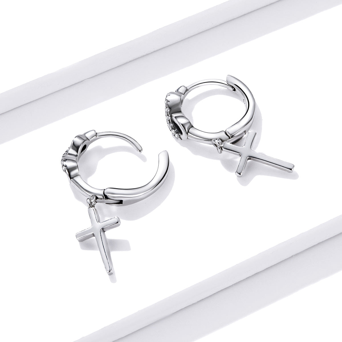 925 Sterling Silver Earrings with Pavé Setting CZ in Oxidized Finish