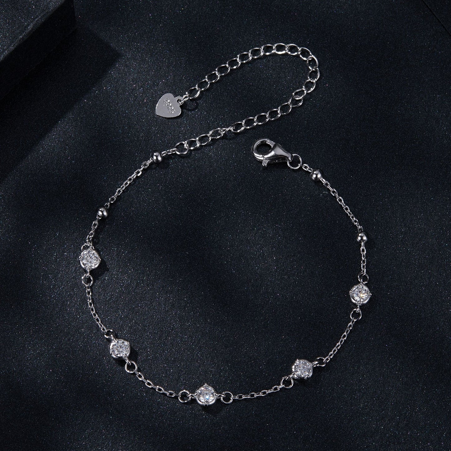 925 Sterling Silver 3mm Moissanite Bracelet for Women