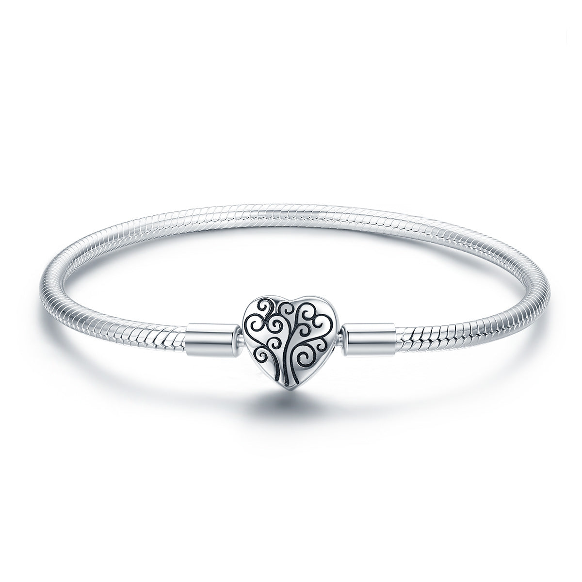 SCB 925 Sterling Silver Bracelet in Classic Style, Size 17.0 for Women