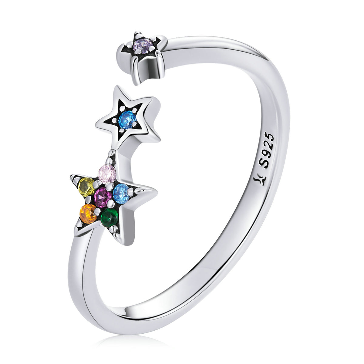 925 Sterling Silver Oxidized Pavé Setting CZ Ring