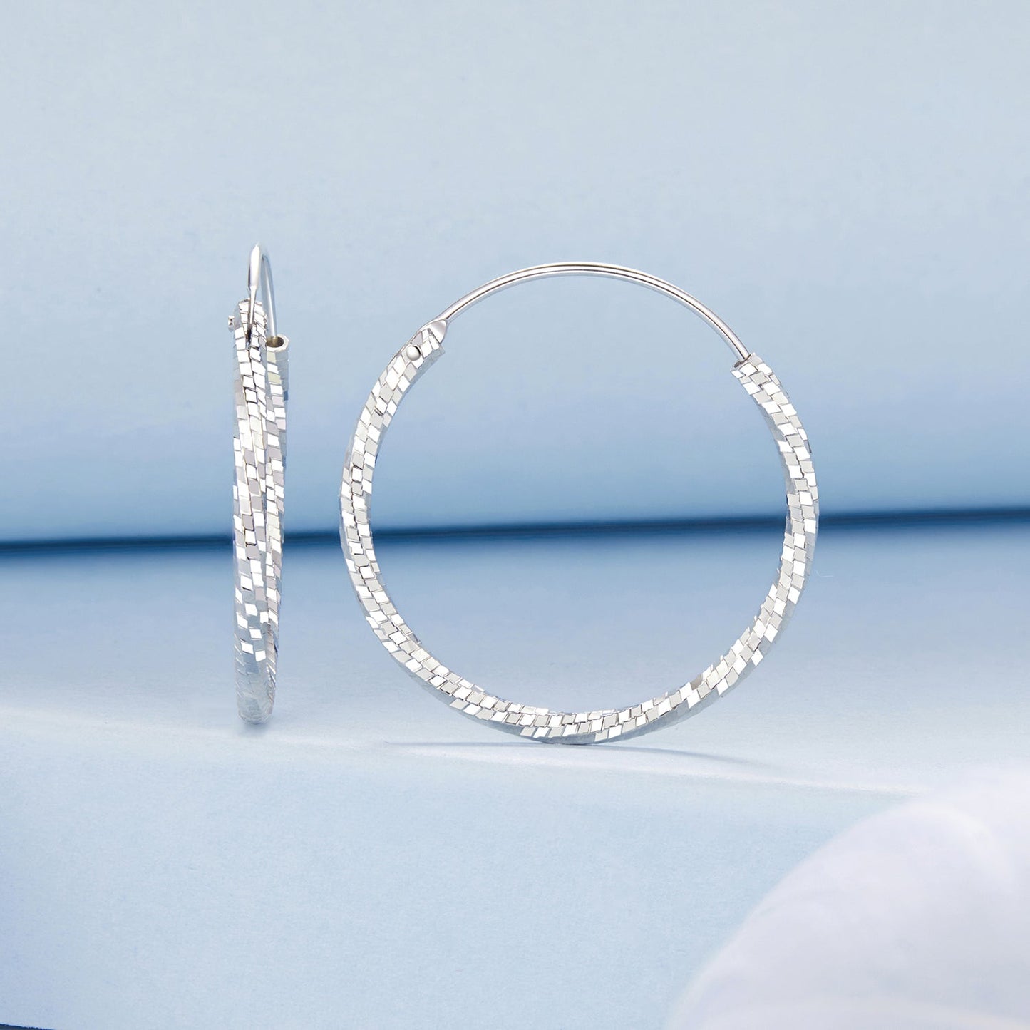 925 Sterling Silver Earrings for Women - White Gold Plated, 2.6*0.2 cm, Style L