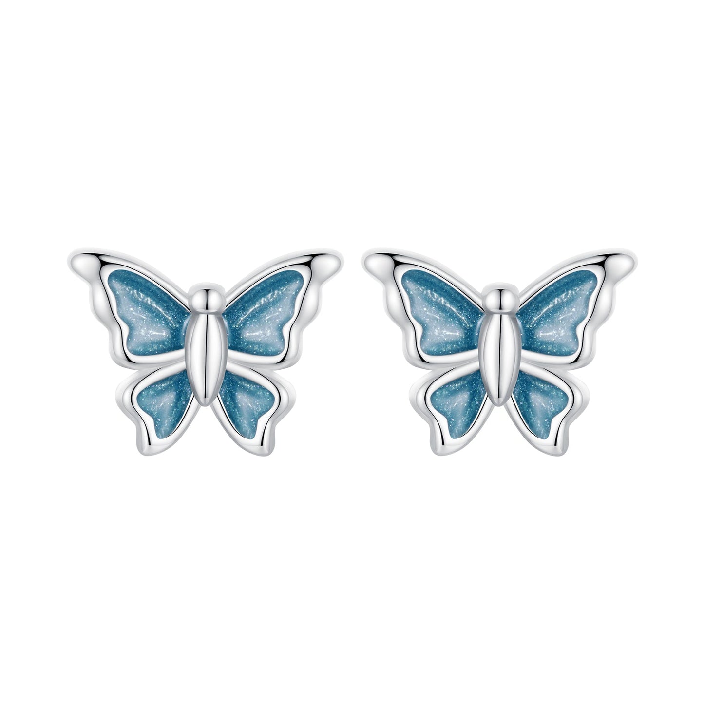 S925 Sterling Silver Earrings with Enamel Process, 6*8mm, Plated Platinum for Women