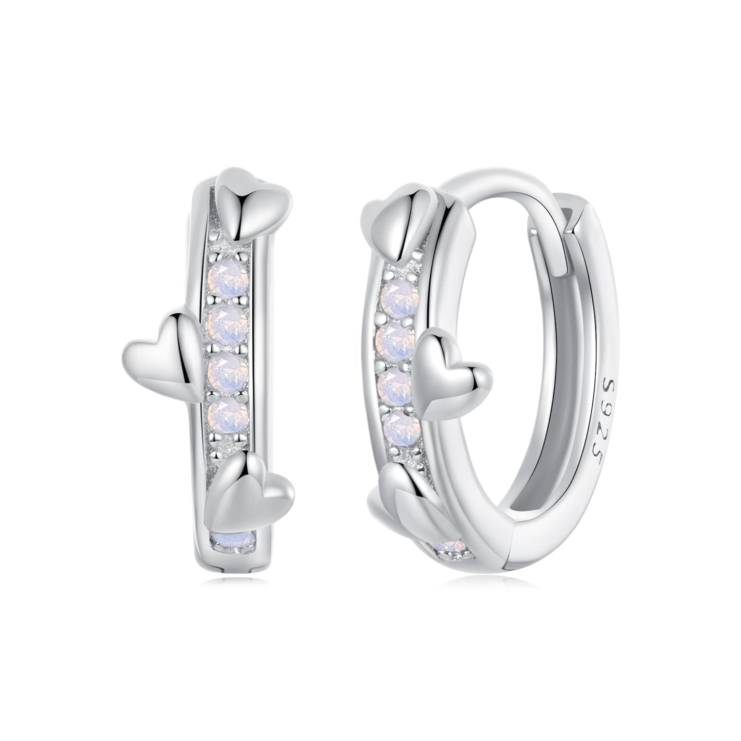 925 Sterling Silver Nano Opal Earrings for Women - White Gold Plated - 12x5mm