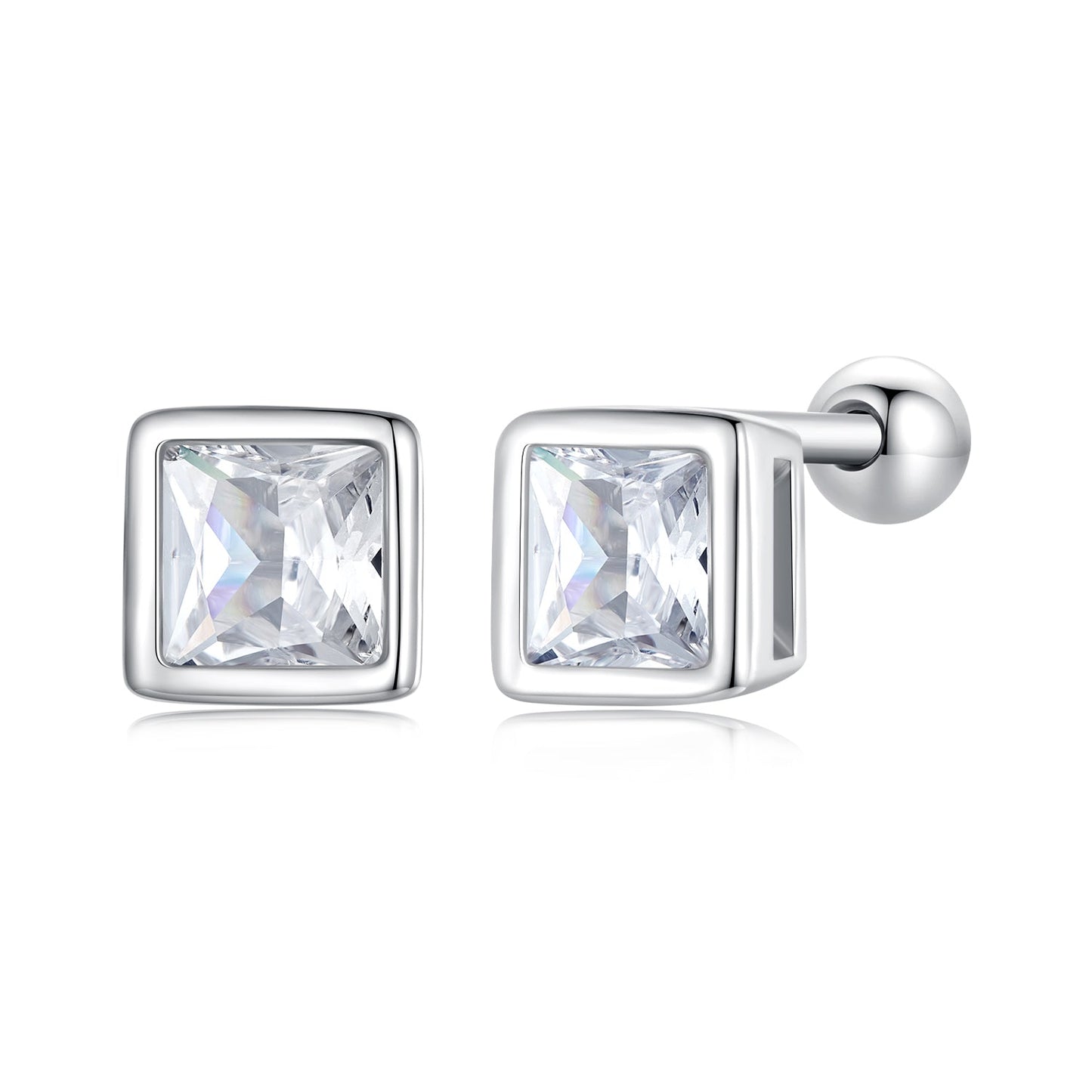 925 Sterling Silver 5mm Pavé Setting CZ Earrings for Women