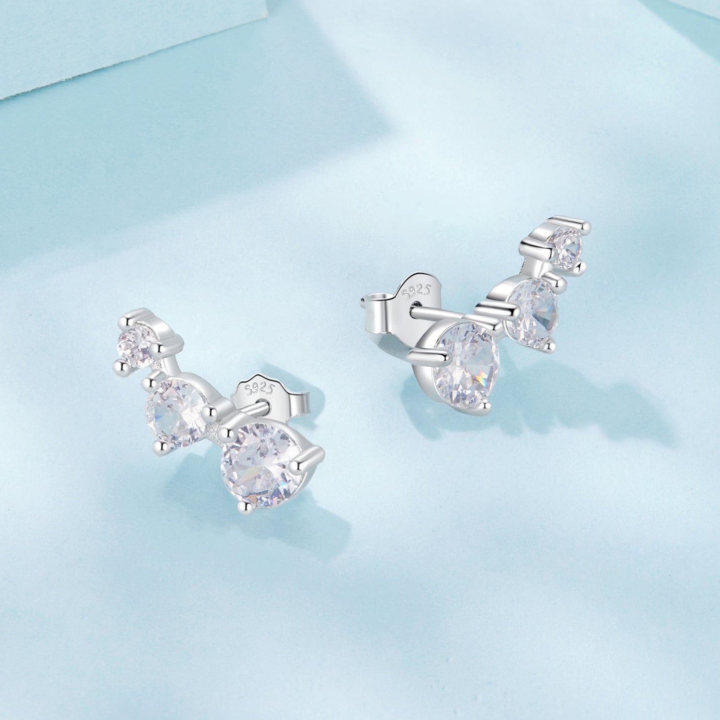 925 Sterling Silver Earrings with Pavé Setting CZ | Size 0.6*1.45cm for Women