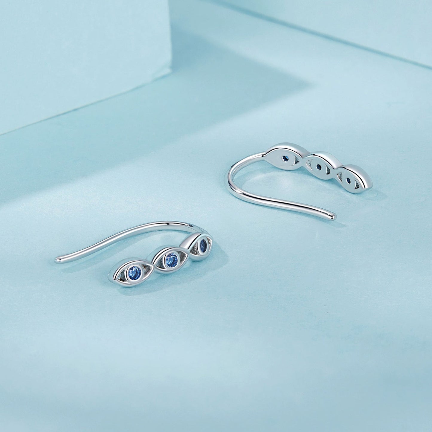 925 Sterling Silver CZ Pavé Earrings 13*2mm for Women