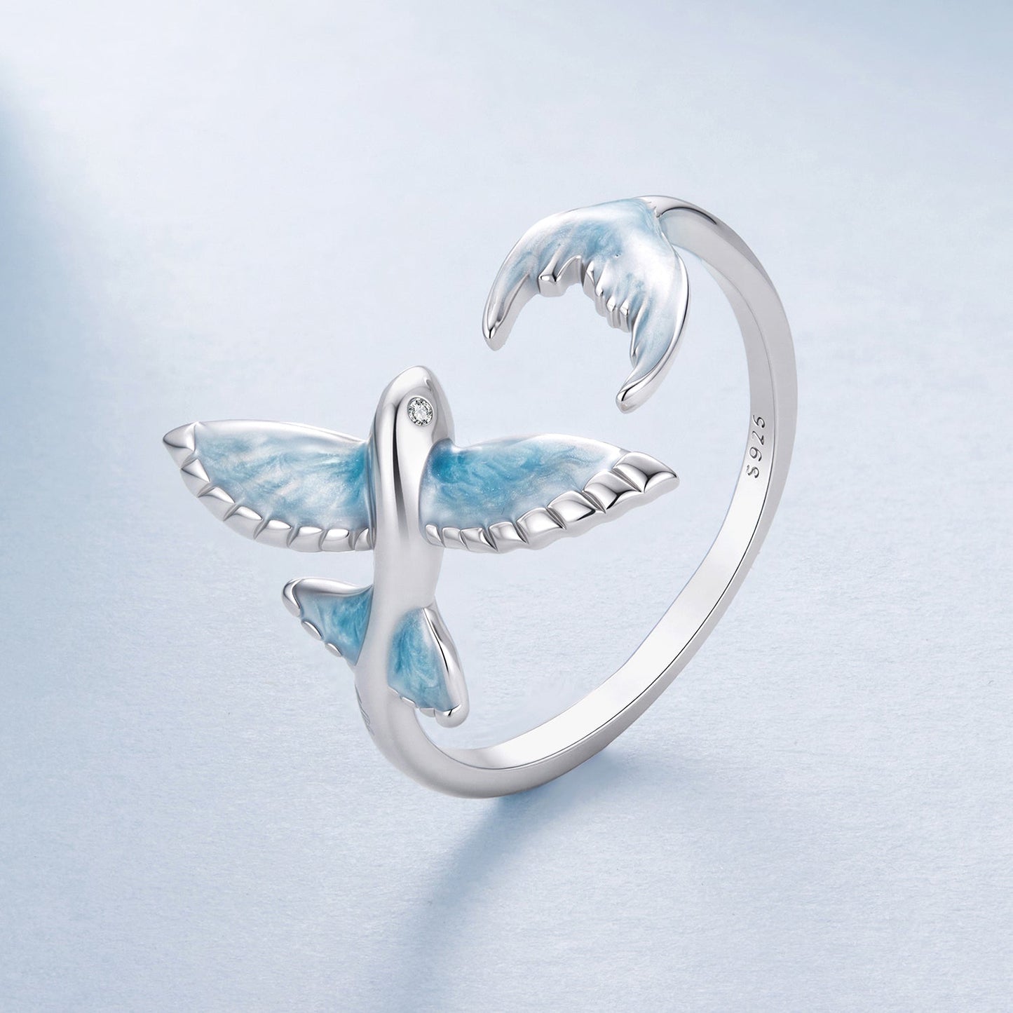 925 Sterling Silver White Enamel Pavé Set CZ Ring for Women