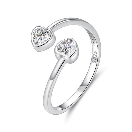 925 Sterling Silver Heart Shaped 0.17cm CZ Ring for Women