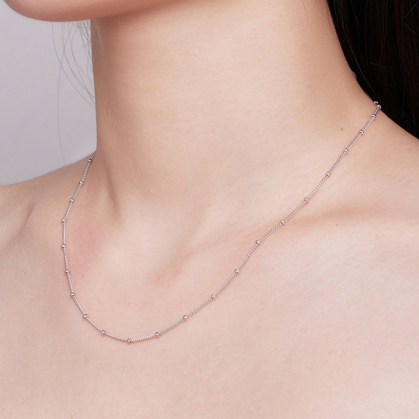 925 Sterling Silver Plated Platinum 45cm Necklace for Women