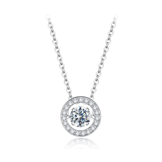 925 Sterling Silver Moissanite Pendant Necklace for Women - 40+5cm, White Gold Plated, Elegant Jewelry
