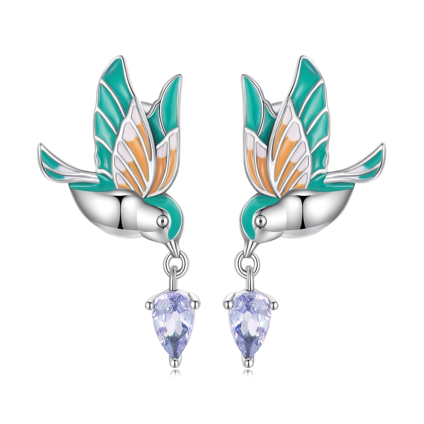 925 Sterling Silver Enamel Pavé Setting CZ Earrings
