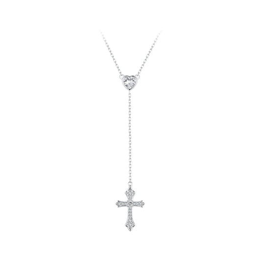 925 Sterling Silver White Gold Plated Necklace with CZ Pavé Setting for Women