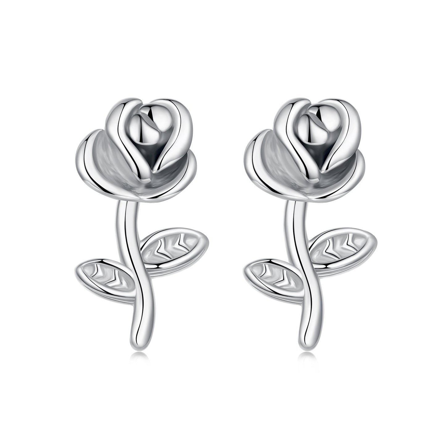 925 Sterling Silver Earrings plated with White Gold, 0.9*0.5cm for Women