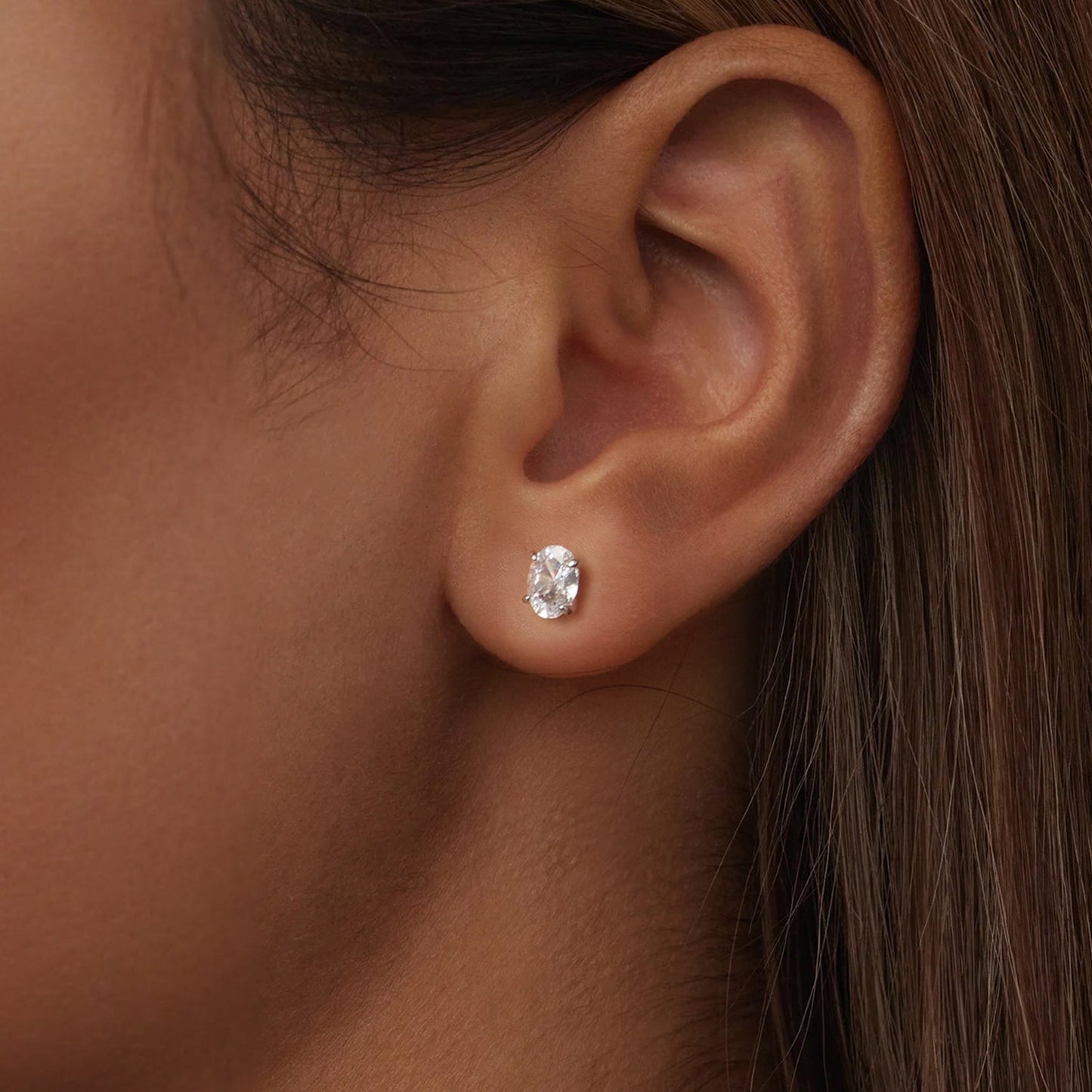 925 Sterling Silver Earrings with Pavé Setting CZ, 0.7*0.5cm, for Women