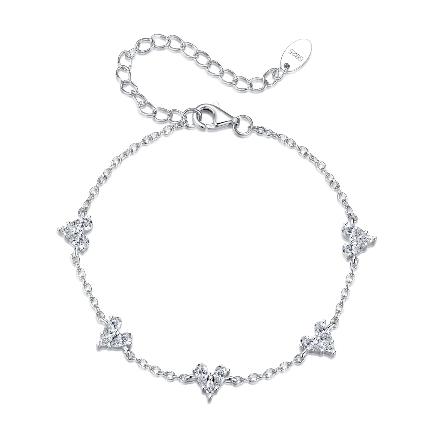 925 Sterling Silver Bracelet with White Gold Plating and CZ Paving for Women