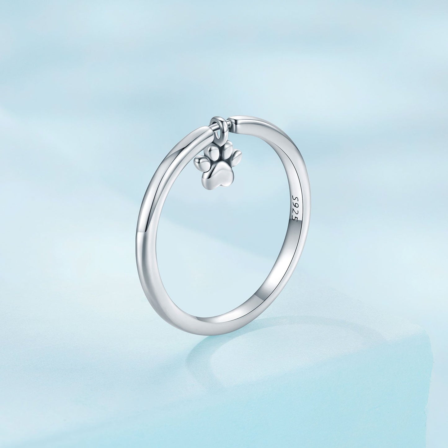 925 Sterling Silver Oxidized Round Paw Print Ring Size 6.0 for Women