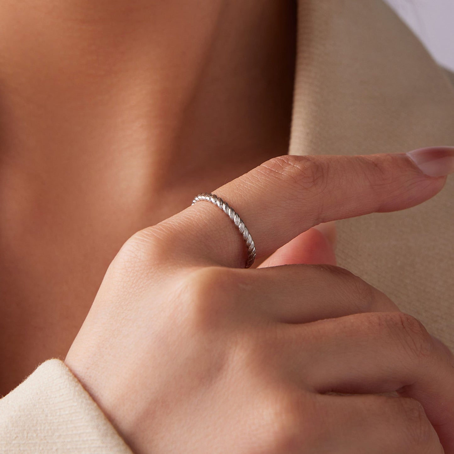 925 Sterling Silver White Gold Plated Ring for Women