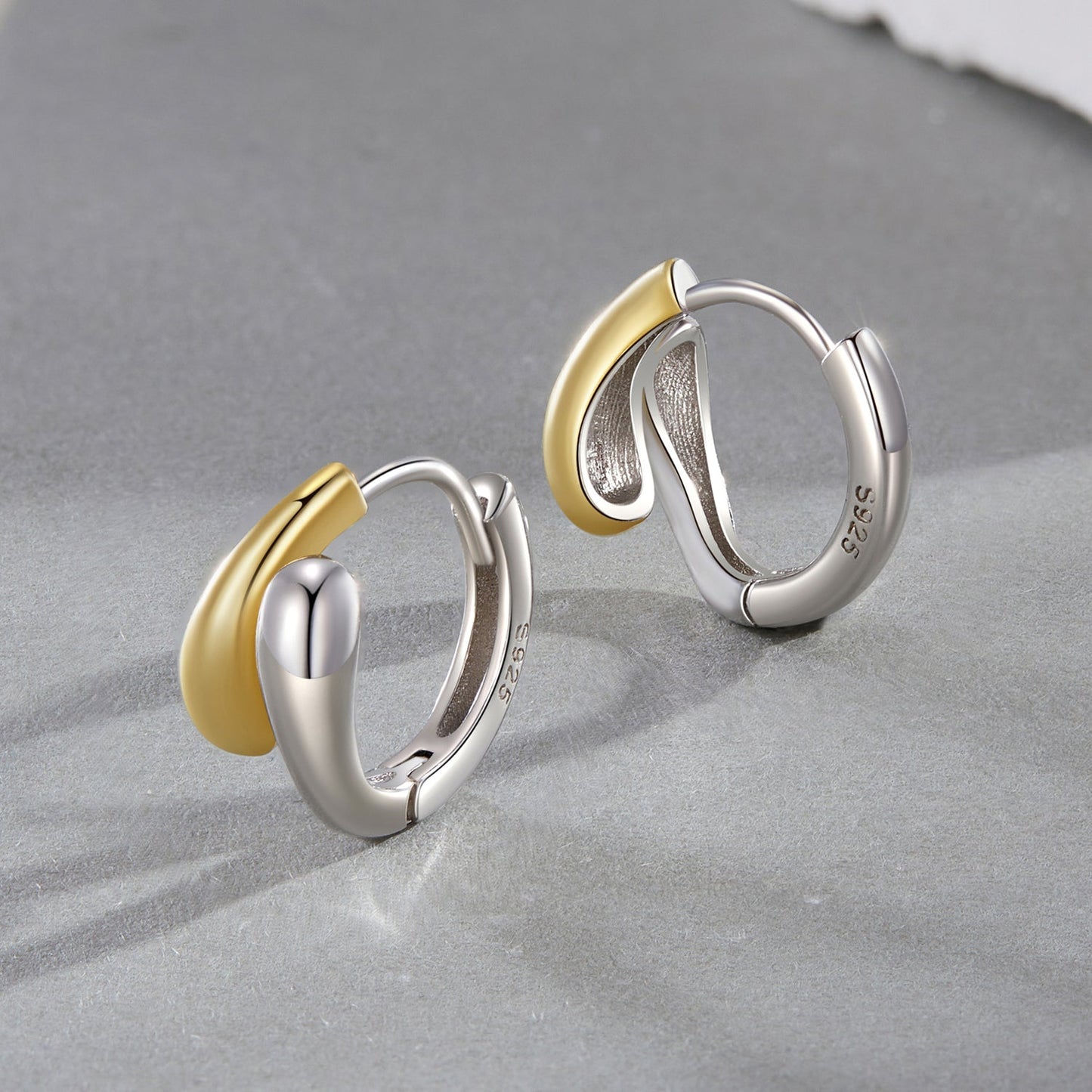925 Sterling Silver & Plated Gold & Plated White Gold Earrings