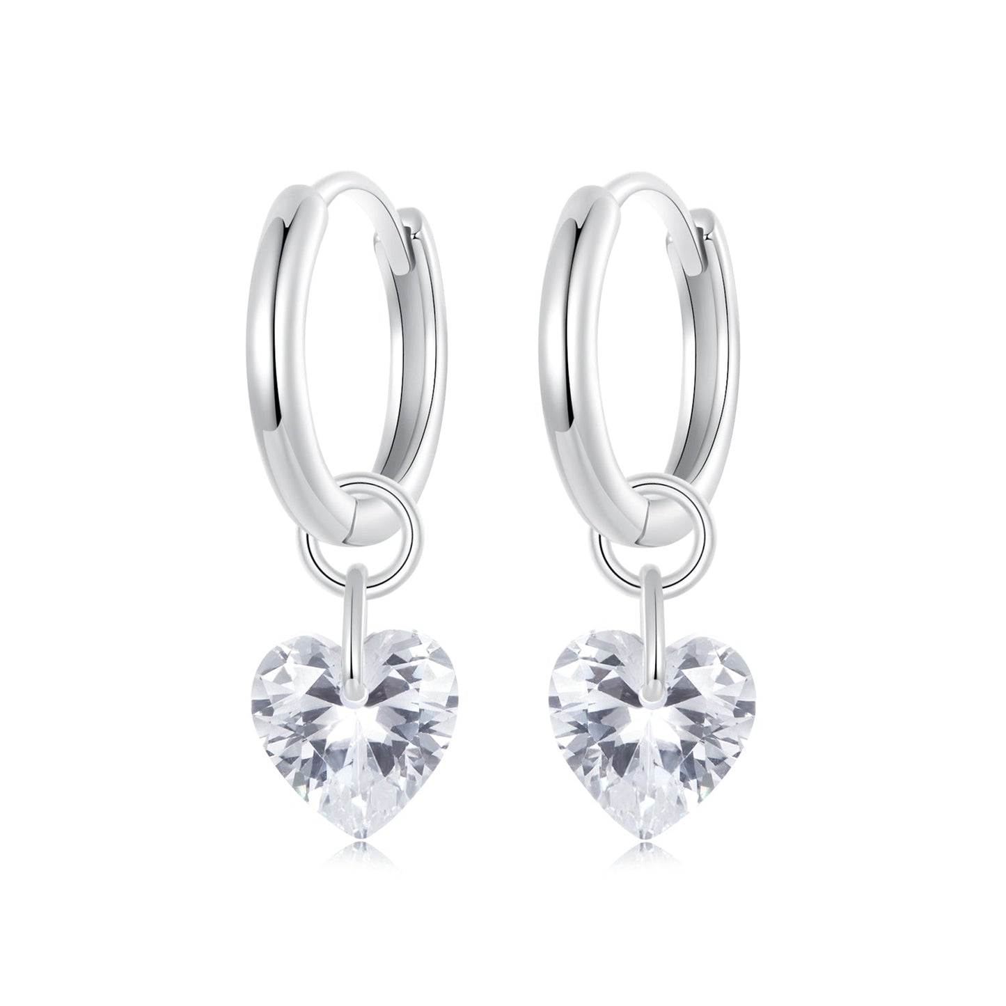 925 Sterling Silver Earrings with Pavé Setting CZ and White Gold Plating for Women