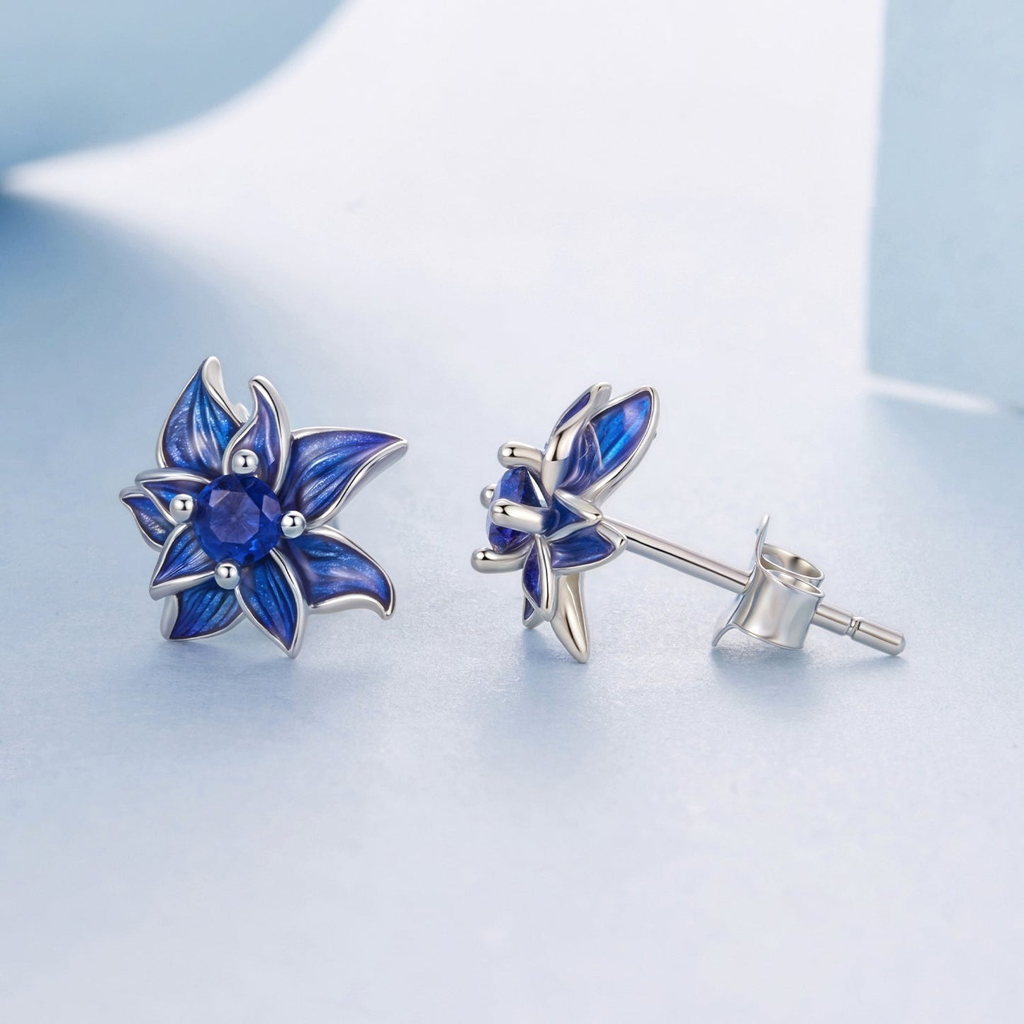 925 Sterling Silver Earrings with Enamel Process and Pavé Setting CZ
