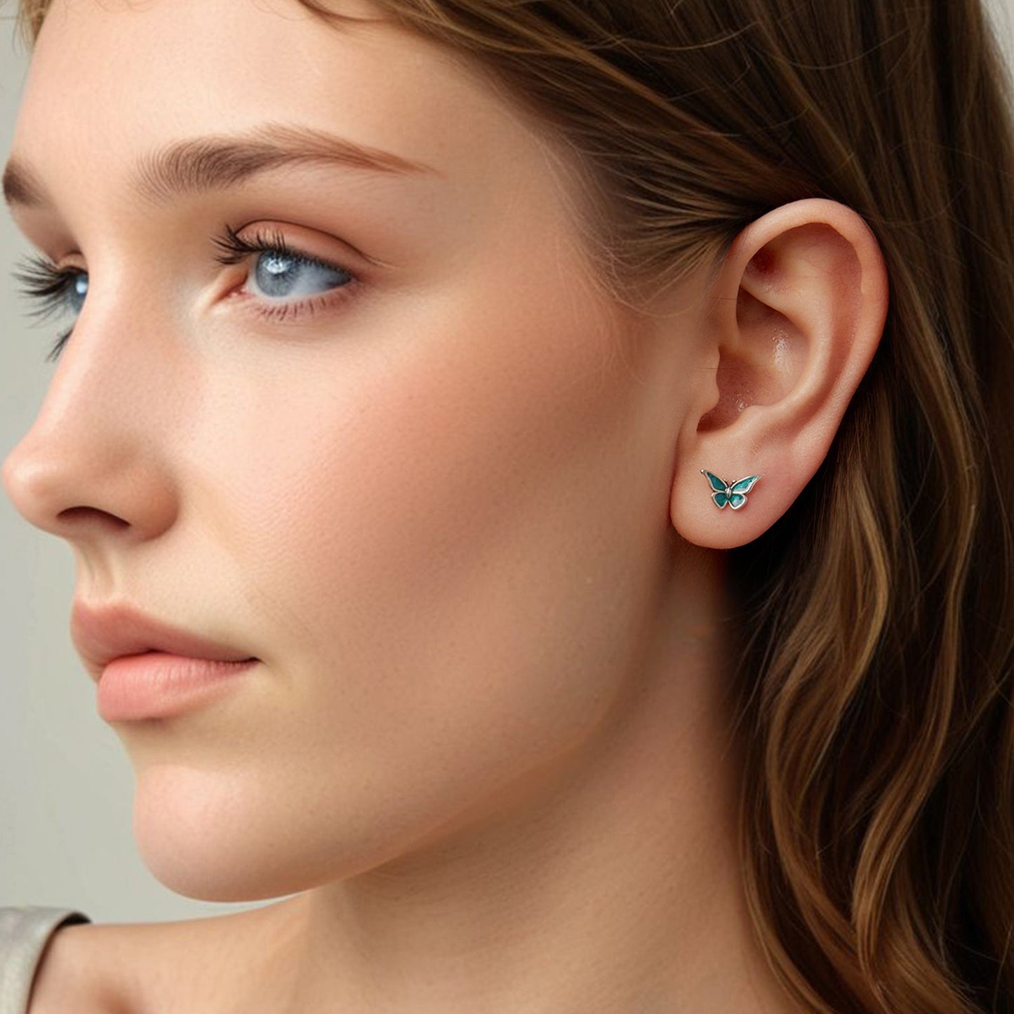 925 Sterling Silver Enamel Oxidized Earrings Size 0.7*1.1cm for Women