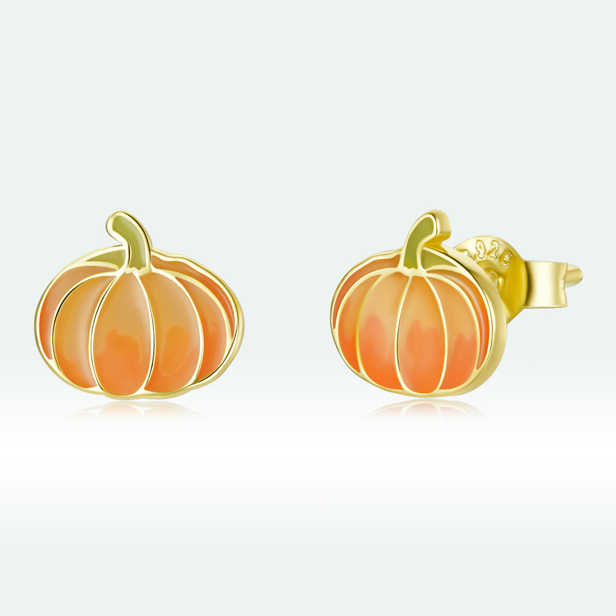 925 Sterling Silver Earrings with Enamel Finish in Gold Plating - 0.8*0.9cm for Women