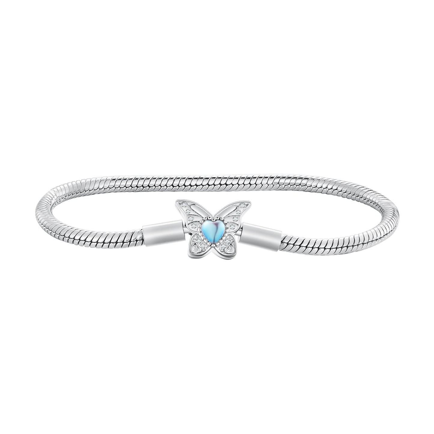 925 Sterling Silver Moonstone Bracelet 17.0 cm Pavé Setting for Women