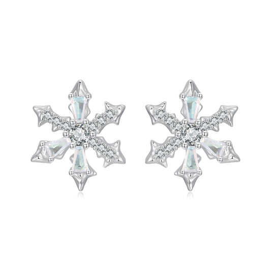 925 Sterling Silver Earrings with Plated White Gold and CZ