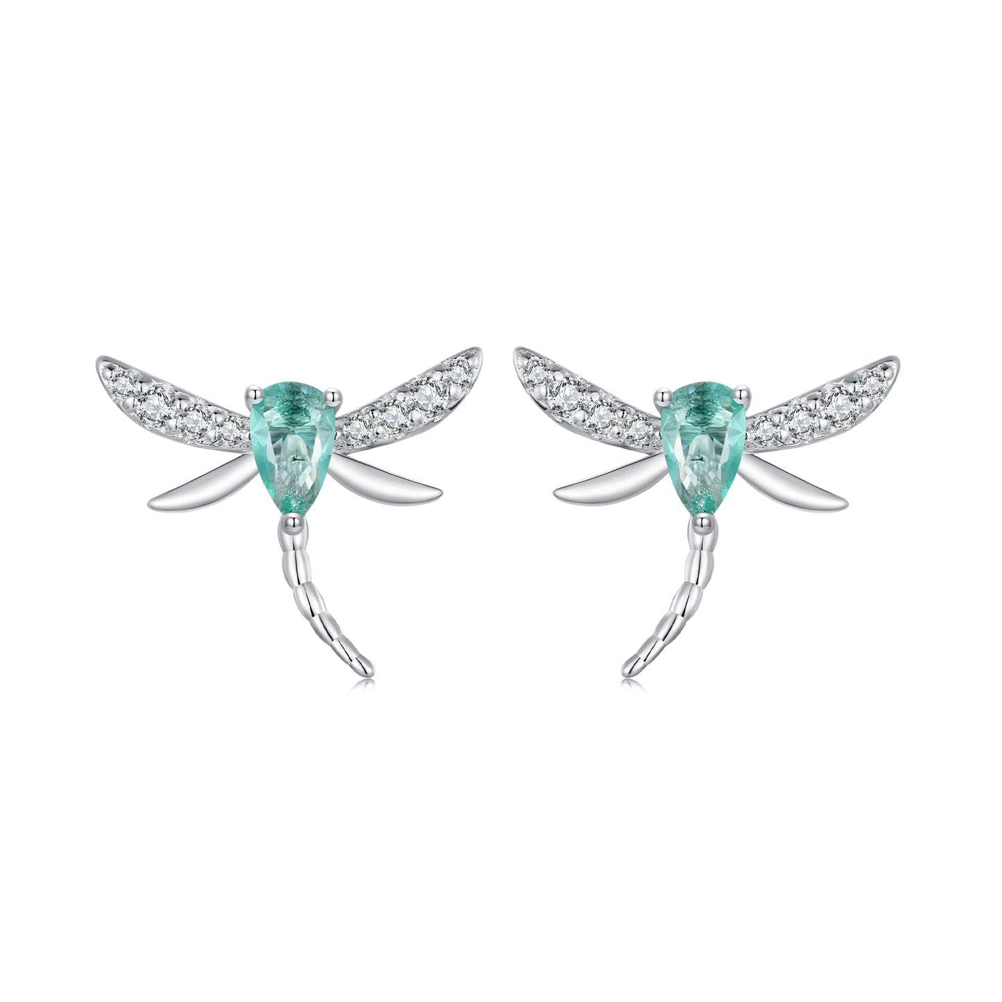 925 Sterling Silver Earrings with CZ and Glass, 12x14mm, for Women