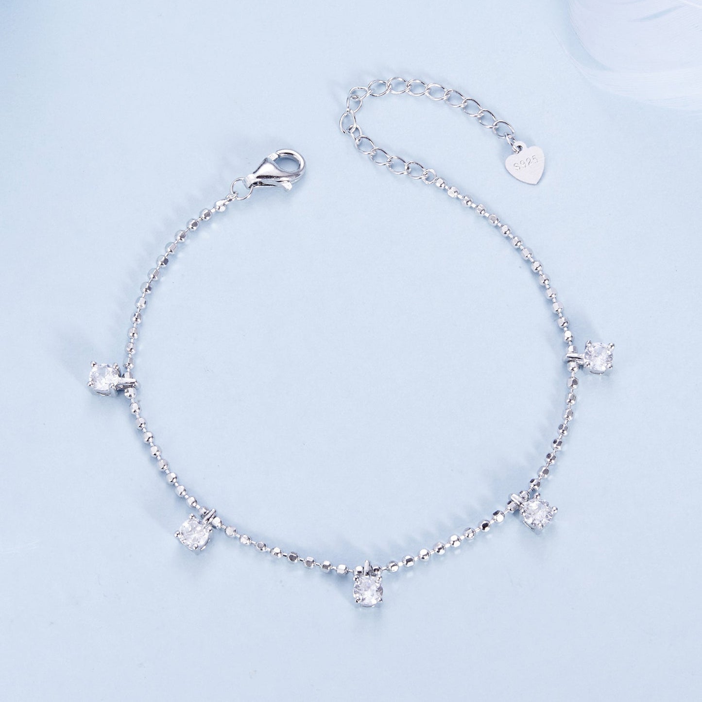 925 Sterling Silver Plated Platinum CZ Bracelet for Women