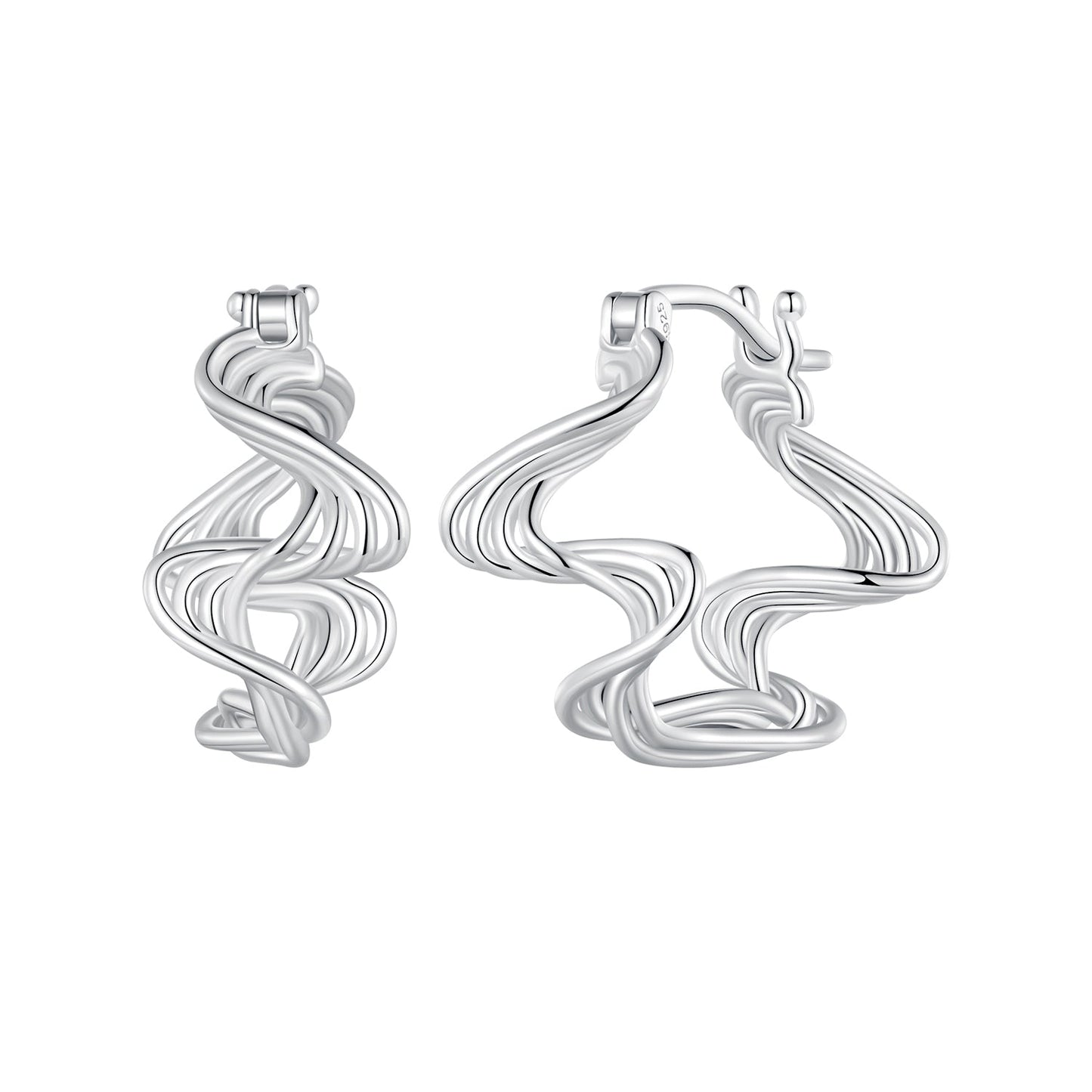 925 Sterling Silver Earrings 18mm x 10mm for Women