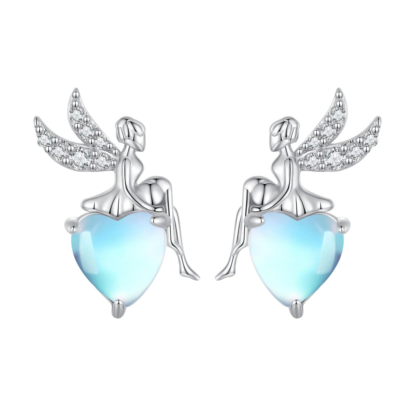 925 Sterling Silver Moonstone CZ Earrings for Women
