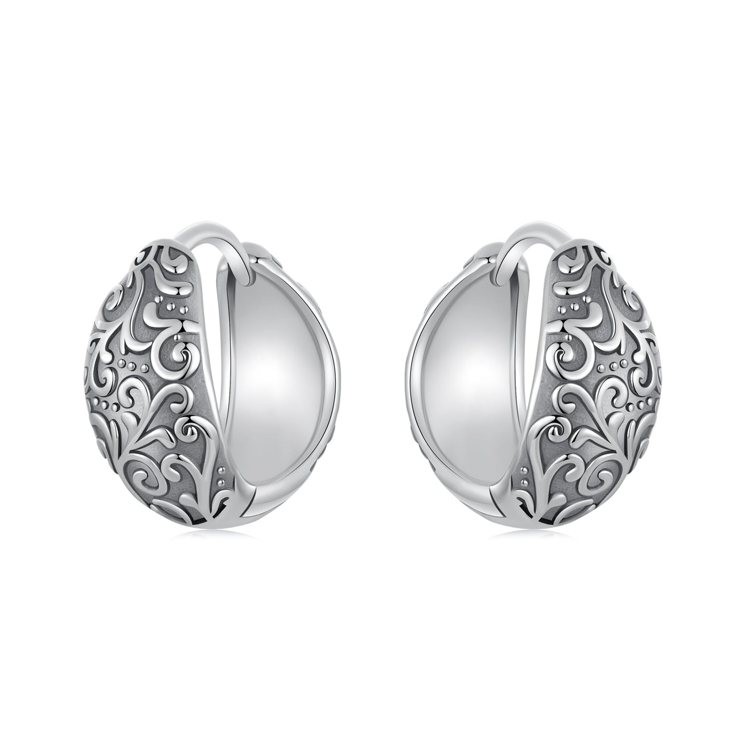 925 Sterling Silver Oxidized Silver Earrings 1.2*0.6cm for Women