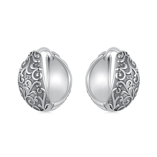 925 Sterling Silver Oxidized Silver Earrings 1.2*0.6cm for Women